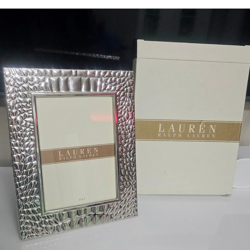 Lauren Ralph Lauren Crocodile 5x7 Nickel Plated Steel Picture Frame‎ NIB